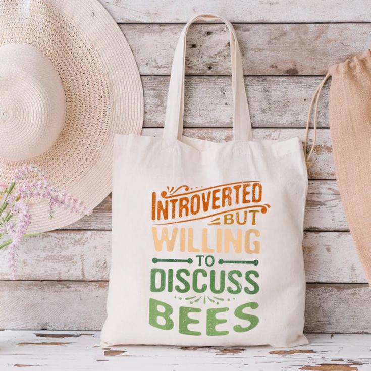Introverted But Willing To Discuss Bees Animal Meme Canvas Tote Bag Introverted But Willing To Discuss Bees Animal Meme Canvas Tote Bag