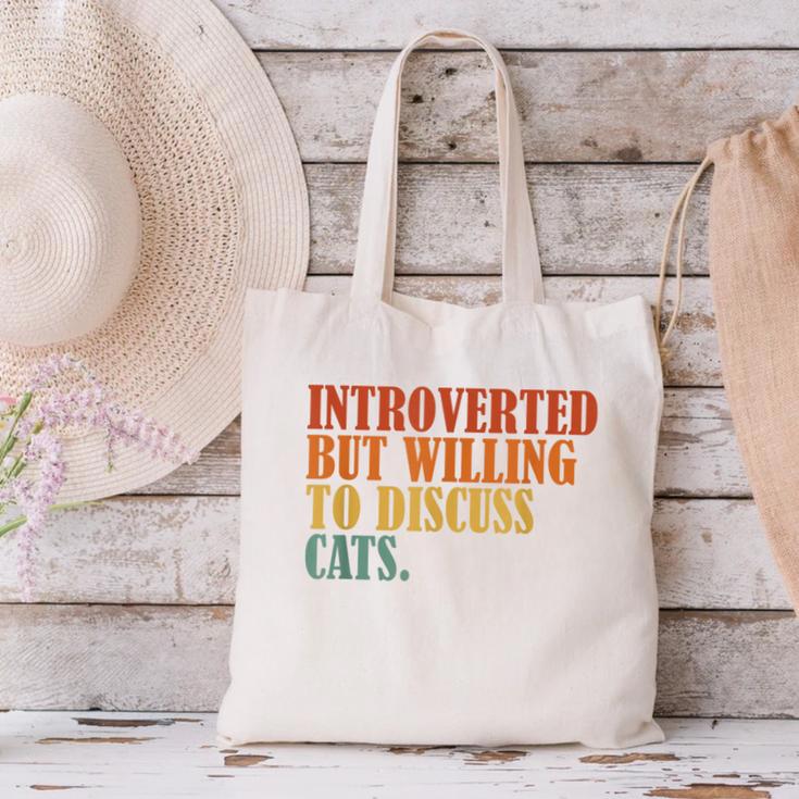 Introverted But Willing To Discuss Cats Introvert Canvas Tote Bag Introverted But Willing To Discuss Cats Introvert Canvas Tote Bag