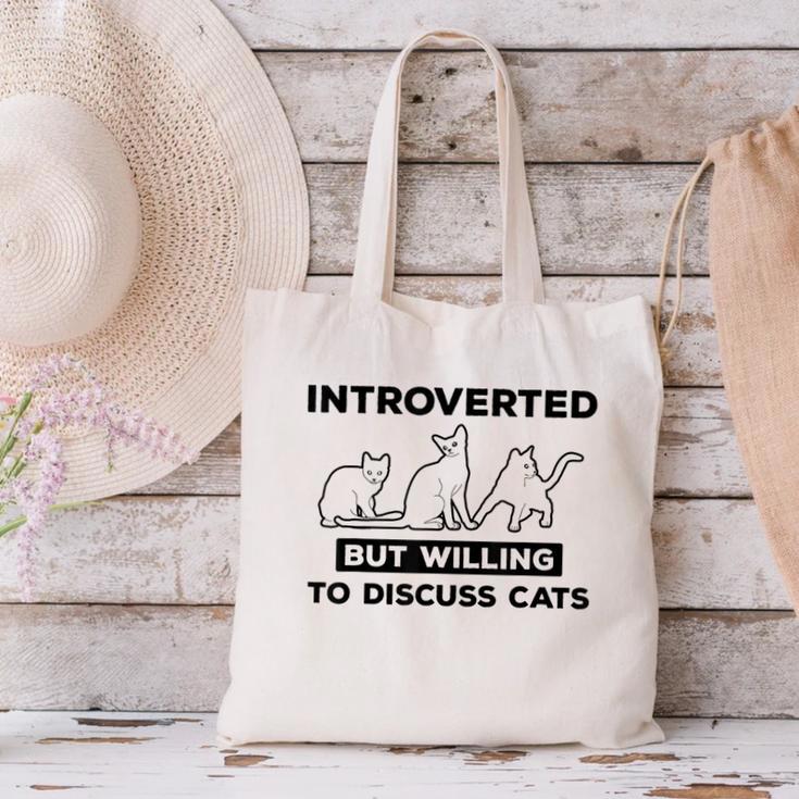 Introverted But Willing To Discuss Cats Introvert Shy Canvas Tote Bag