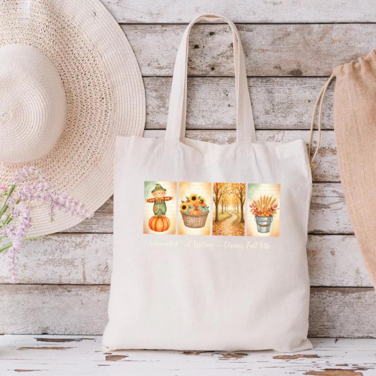 Introverted But Willing To Discuss Fall Vibes Autumn Pumpkin Canvas Tote Bag Introverted But Willing To Discuss Fall Vibes Autumn Pumpkin Canvas Tote Bag