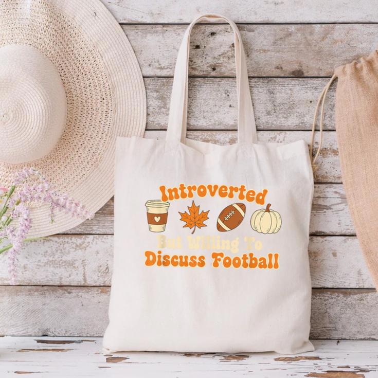 Introverted But Willing To Discuss Football Fall Canvas Tote Bag Introverted But Willing To Discuss Football Fall Canvas Tote Bag