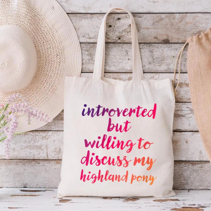 Introverted Willing To Discuss Highland Pony Introvert Canvas Tote Bag Introverted Willing To Discuss Highland Pony Introvert Canvas Tote Bag
