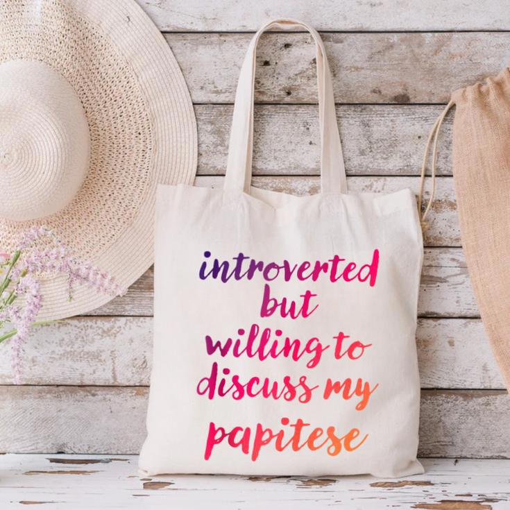 Introverted Willing To Discuss Papitese Introvert Canvas Tote Bag Introverted Willing To Discuss Papitese Introvert Canvas Tote Bag