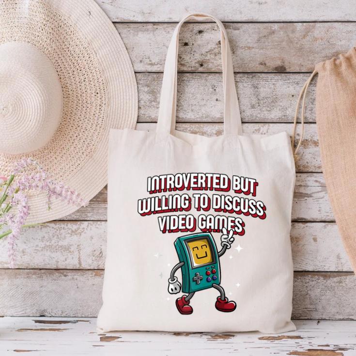 Introverted But Willing To Discuss Video Games Introvert Raglan Baseball Tee Canvas Tote Bag Introverted But Willing To Discuss Video Games Introvert Raglan Baseball Tee Canvas Tote Bag