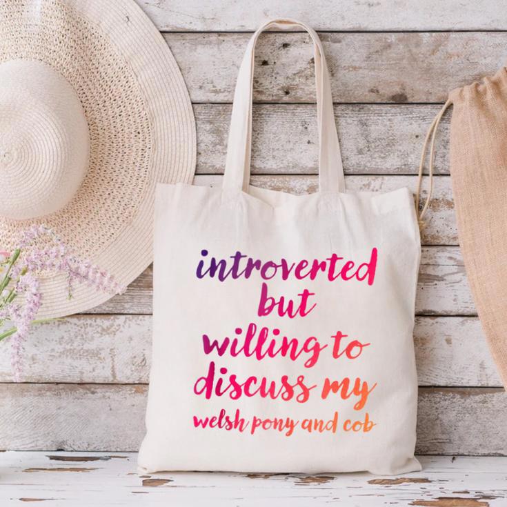 Introverted Willing To Discuss Welsh Pony And Cob Introvert Canvas Tote Bag Introverted Willing To Discuss Welsh Pony And Cob Introvert Canvas Tote Bag