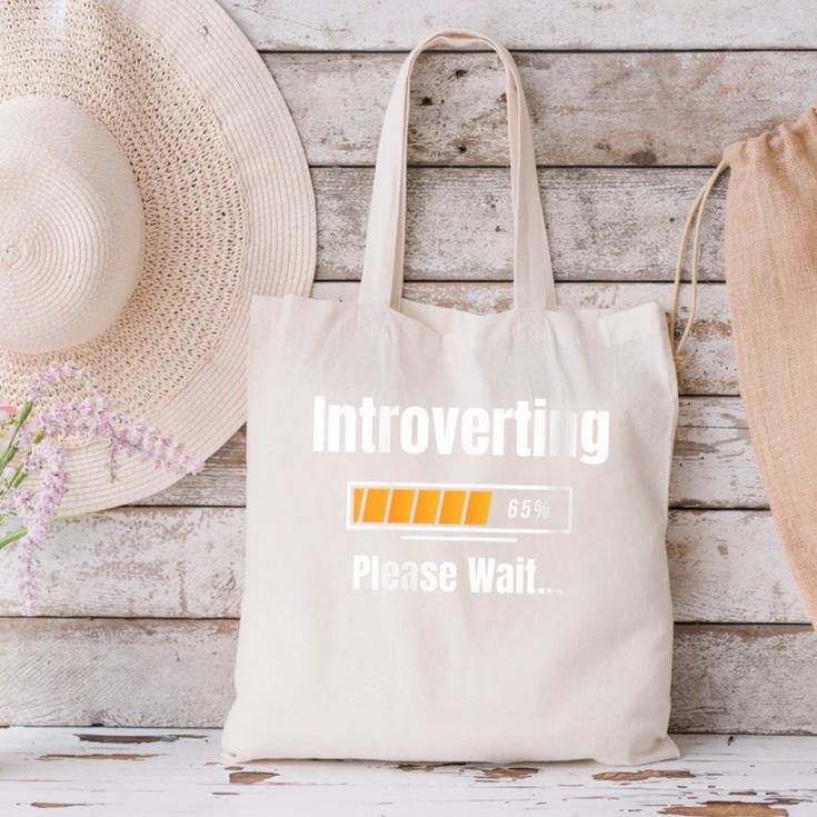 Introverting Please Wait Humor Sarcastic Geek Gamer Jokes Canvas Tote Bag