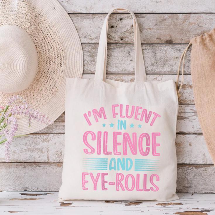 Introverts I'm Fluent In Silence And Eye-Rolls Canvas Tote Bag