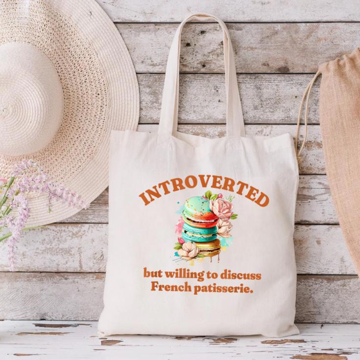 Introvert's Passion For French Patisserie Macarons Canvas Tote Bag Introvert's Passion For French Patisserie Macarons Canvas Tote Bag