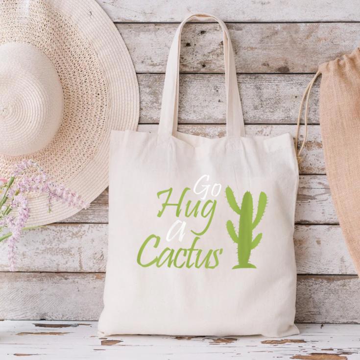 Introverts Sassy Saying Sassy Quote No Hugs Go Hug Cactus Canvas Tote Bag