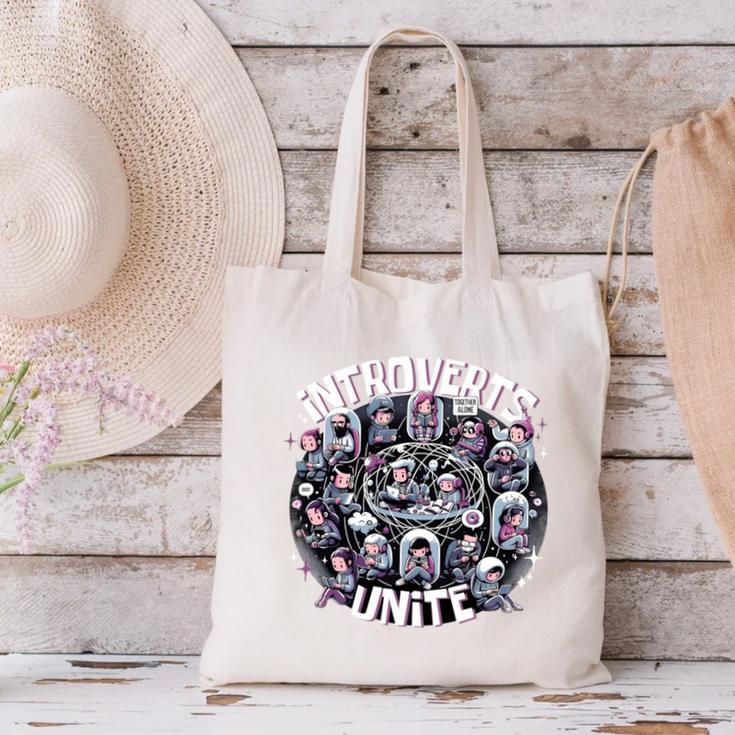 Introverts Unite Quirky Solitude Canvas Tote Bag Introverts Unite Quirky Solitude Canvas Tote Bag