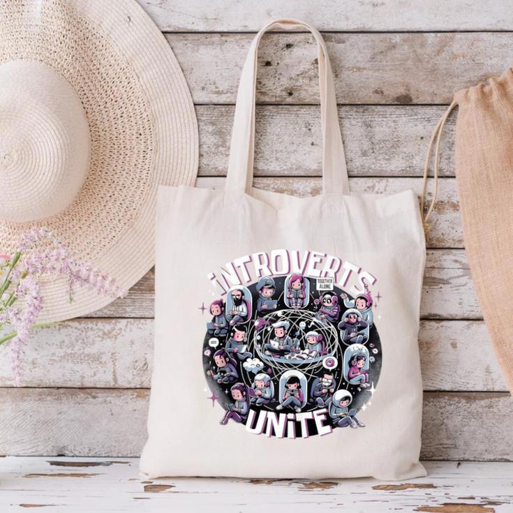 Introverts Unite Quirky Solitude Canvas Tote Bag Introverts Unite Quirky Solitude Canvas Tote Bag