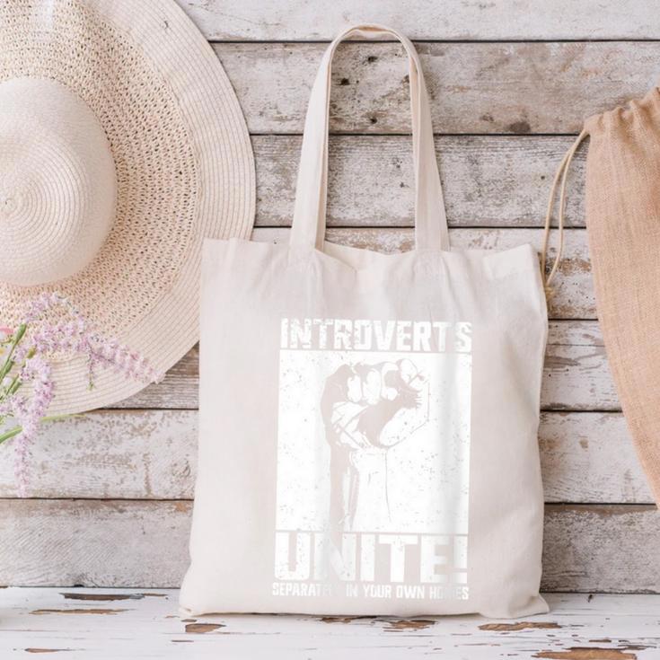 Introverts Unite Separately In Your Own Homes Introvert Canvas Tote Bag