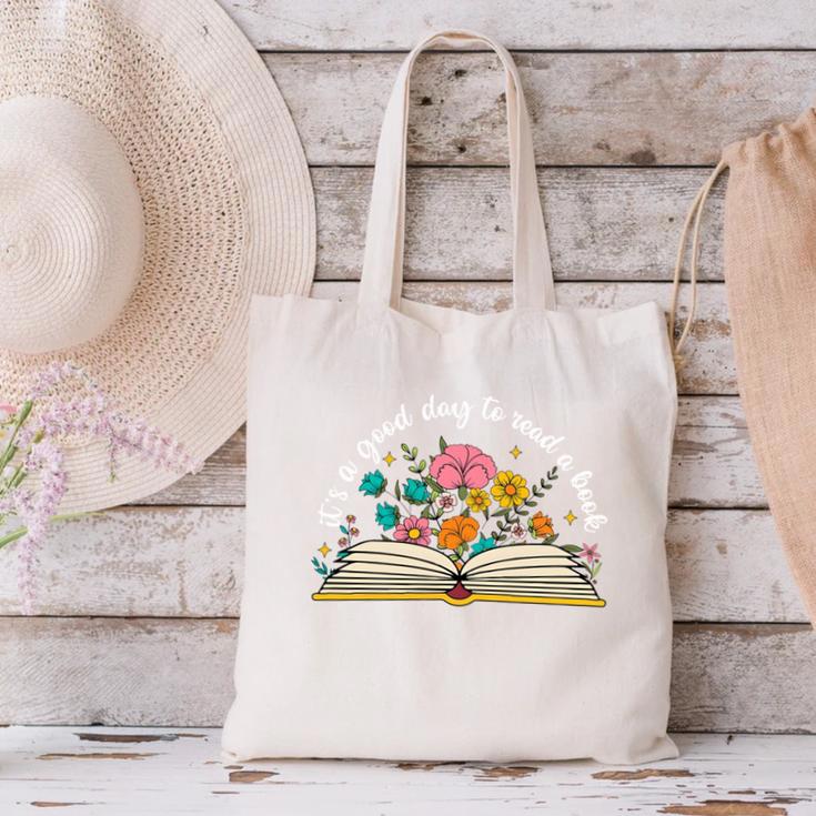 Its a Good Day To Read a Book Librarian Books Reading Floral Canvas Tote Bag