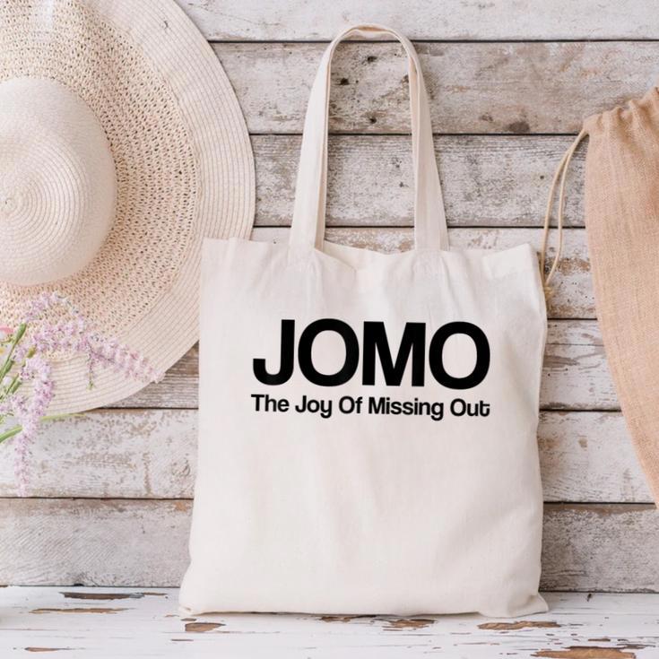 JOMO Joy Of Missing Out Fomo Fear Cozy Introvert Joke Canvas Tote Bag JOMO Joy Of Missing Out Fomo Fear Cozy Introvert Joke Canvas Tote Bag
