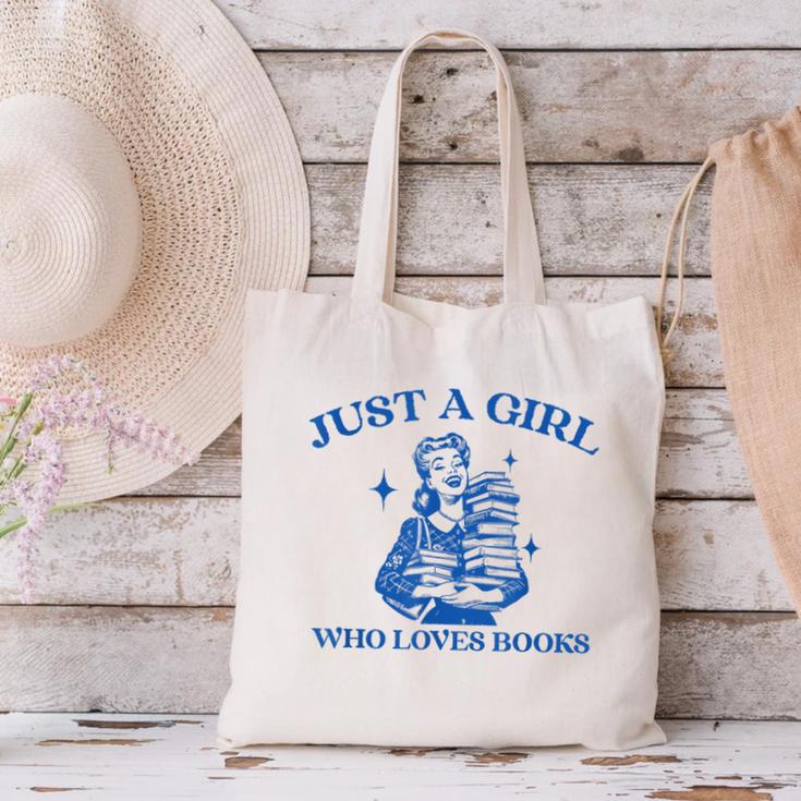 Just a Girl Who Loves Books Book Lover Bookish Canvas Tote Bag Just a Girl Who Loves Books Book Lover Bookish Canvas Tote Bag