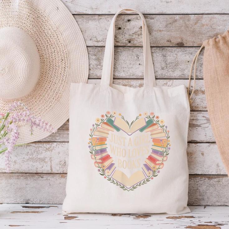 Just a Girl Who Loves Books Book Lover Librarian For Women Canvas Tote Bag Just a Girl Who Loves Books Book Lover Librarian For Women Canvas Tote Bag