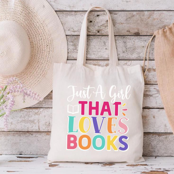 Just a Girl Who Loves Books Reader Girls Bookish Women Canvas Tote Bag Just a Girl Who Loves Books Reader Girls Bookish Women Canvas Tote Bag