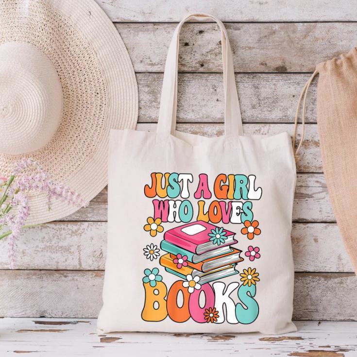 Just A Girl Who Loves Books Reading Cute Bookworm Girls Kids Canvas Tote Bag