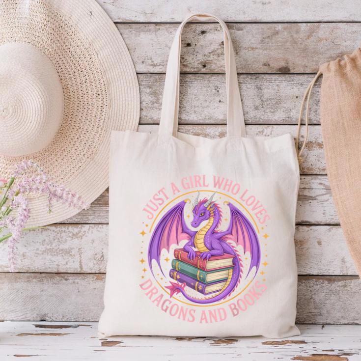 Just A Girl Who Loves Dragons And Books Fantasy Dragon Canvas Tote Bag Just A Girl Who Loves Dragons And Books Fantasy Dragon Canvas Tote Bag