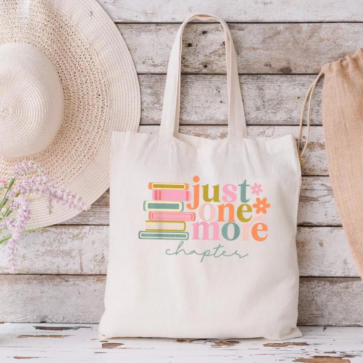 Just One More Chapter Book Lovers Reading Teacher Canvas Tote Bag