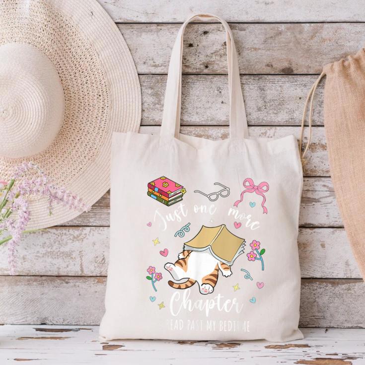 Just One More Chapter I Read Past My Bedtime Cat Book Lover Canvas Tote Bag