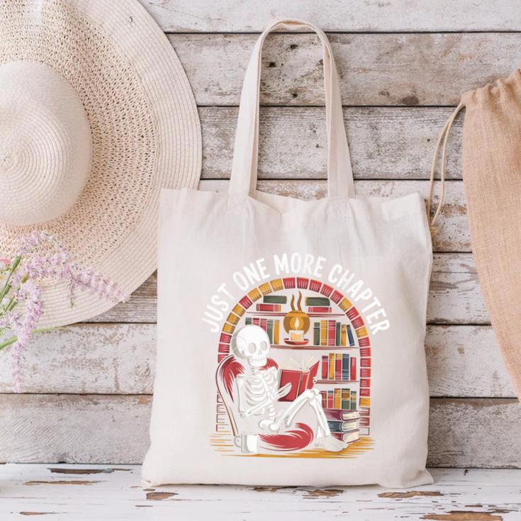 Just One More Chapter Skeleton Reading Cozy Books Canvas Tote Bag