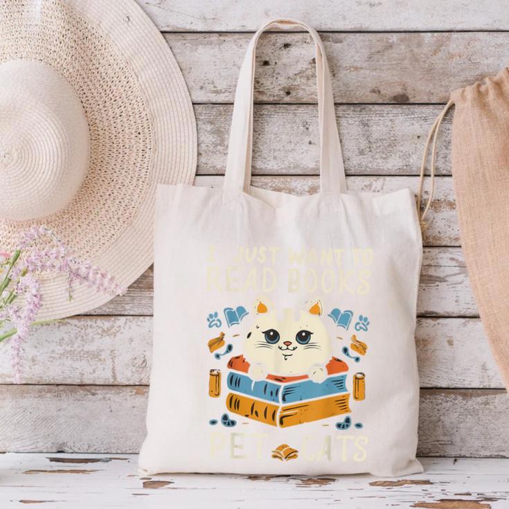 I Just Want To Read Books And Pet Cats Introvert Canvas Tote Bag I Just Want To Read Books And Pet Cats Introvert Canvas Tote Bag