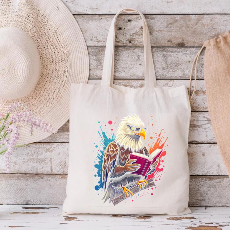 Kawaii Eagle Reads Book Reading Library Book Bookworm Canvas Tote Bag Kawaii Eagle Reads Book Reading Library Book Bookworm Canvas Tote Bag