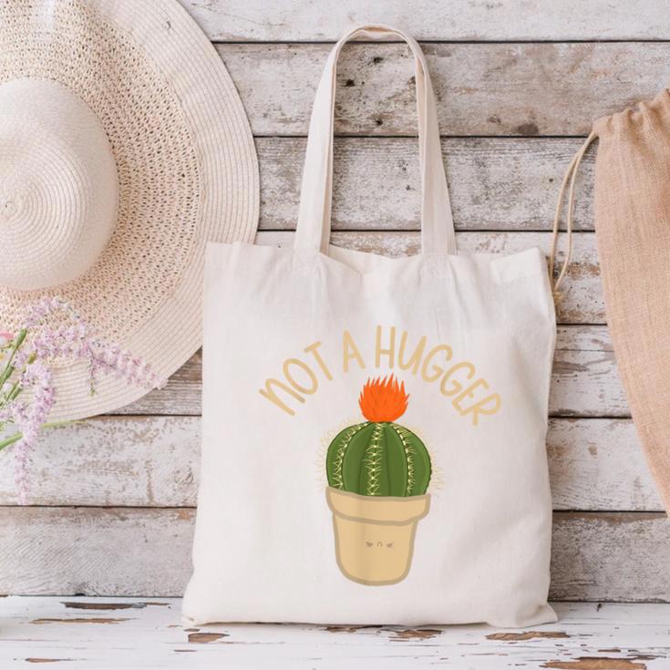 Kawaii Grumpy Cactus Not a Hugger Plant Introvert Canvas Tote Bag Kawaii Grumpy Cactus Not a Hugger Plant Introvert Canvas Tote Bag