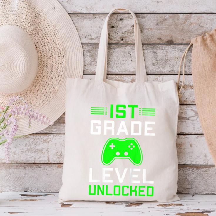 Kids 1st Grade Level Unlocked Back To School Gamer Graduation Canvas Tote Bag