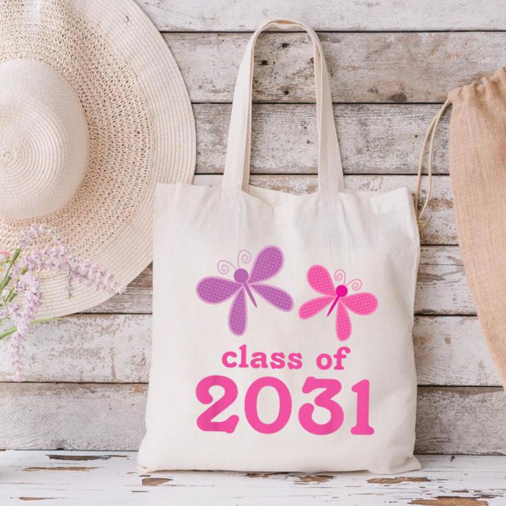 Kids Class Of 2031 Kindergarten Girls Graduation T-Shirt Canvas Tote Bag