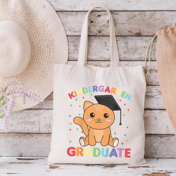 Kids Kindergarten Graduate Cat Graduation Canvas Tote Bag