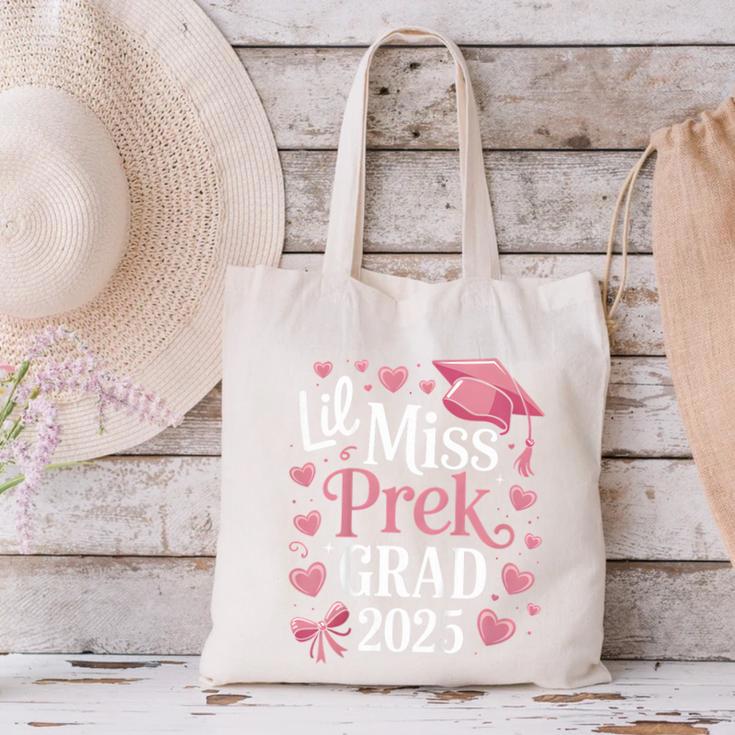 Kids Little Miss Pre-K Grad 2025 Preschool Girls Prek Graduation Canvas Tote Bag