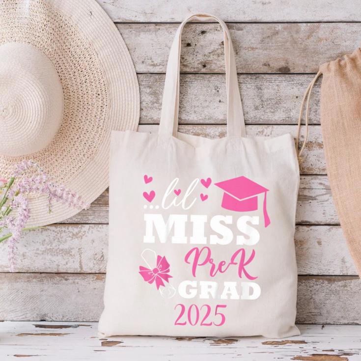 Kids Little Miss Pre-K Grad Preschool Prek Graduation 2025 Canvas Tote Bag