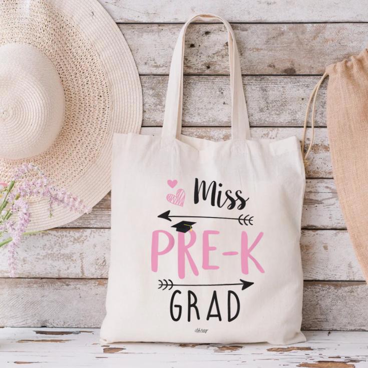 Kids Miss Pre-K Grad Graduation Shirt Cute School Tees Canvas Tote Bag