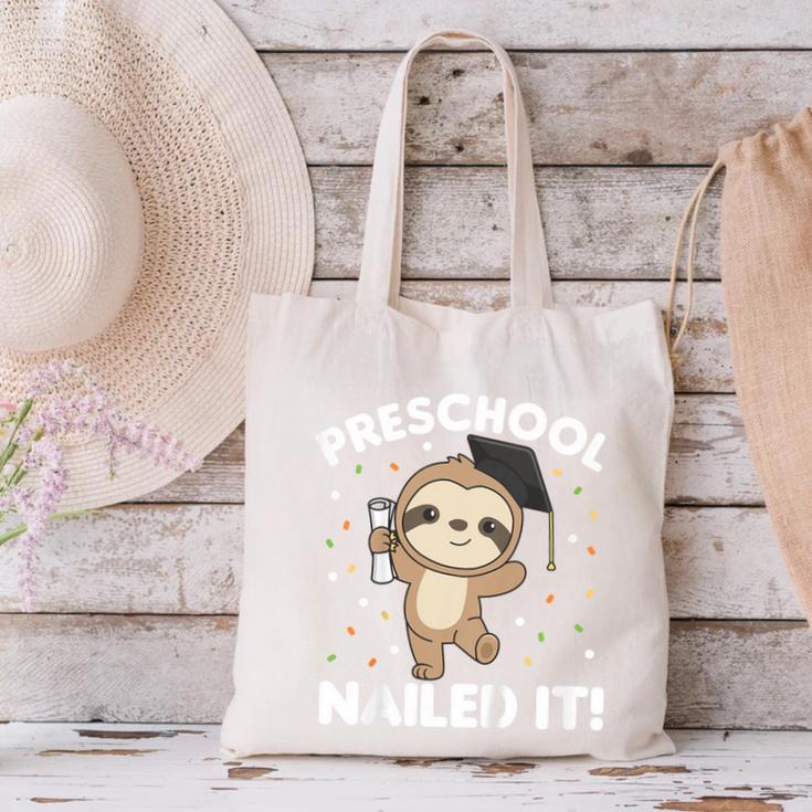 Kids Kids Preschool Nailed It Sloth Graduation Canvas Tote Bag
