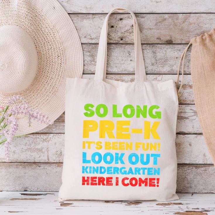 Kids So Long PRE-K It's Been Fun Shirt Boy Girl Graduation Canvas Tote Bag
