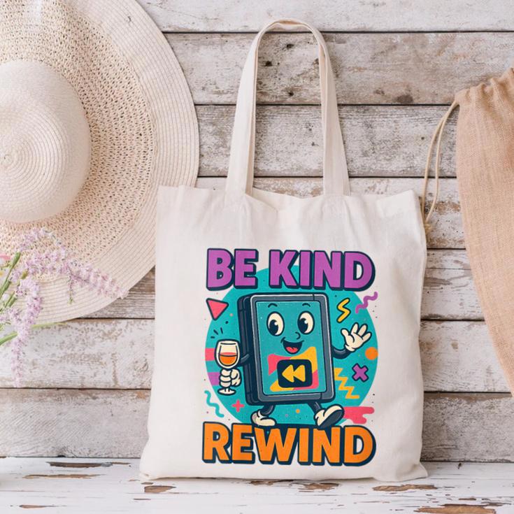 Be Kind Rewind 90s VHS Nostalgia Retro Canvas Tote Bag