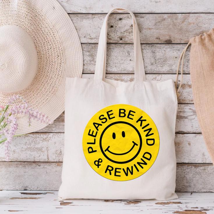 Be Kind Rewind Shirt Retro Nostalgia Sticker 80s 90s Tee Premium Tri-Blend Canvas Tote Bag