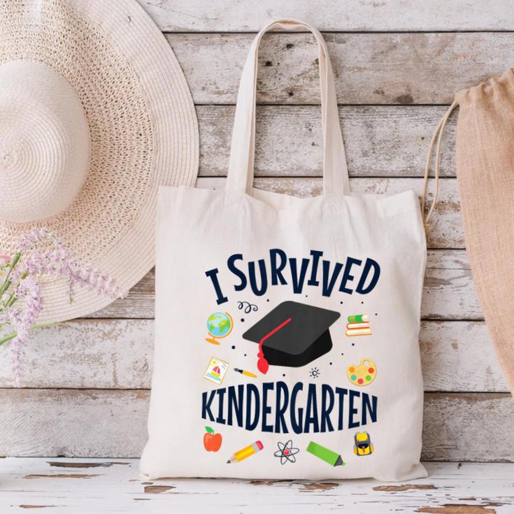 Kindergarten Graduation Shirt I Survived Kindergarten Canvas Tote Bag