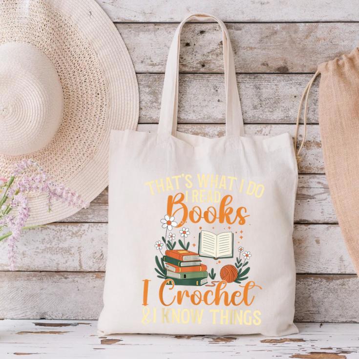 Knitting Crocheting Reading Books Yarn For Knitter Crochet Canvas Tote Bag