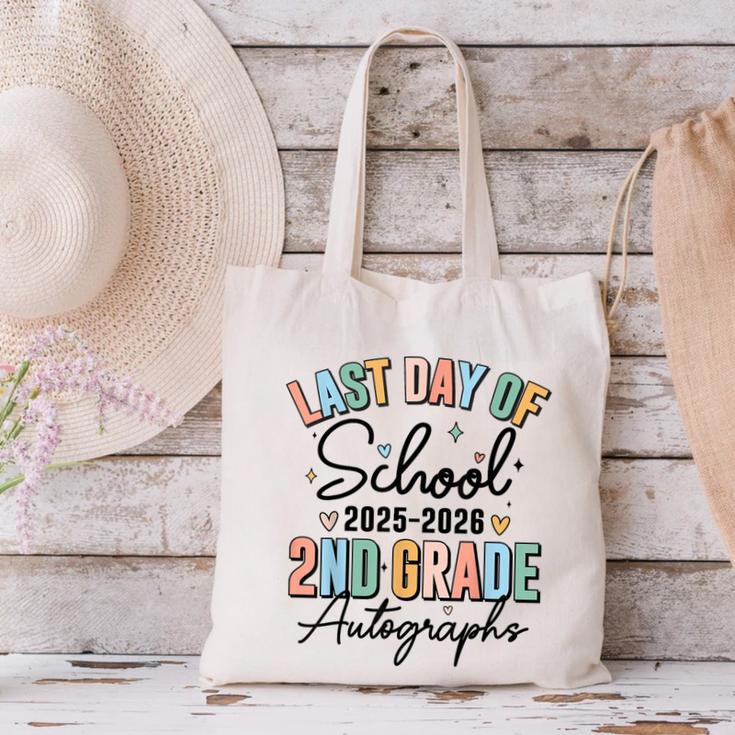 Last Day Of School Autograph 2nd Grade Graduation Boys Girls Canvas Tote Bag