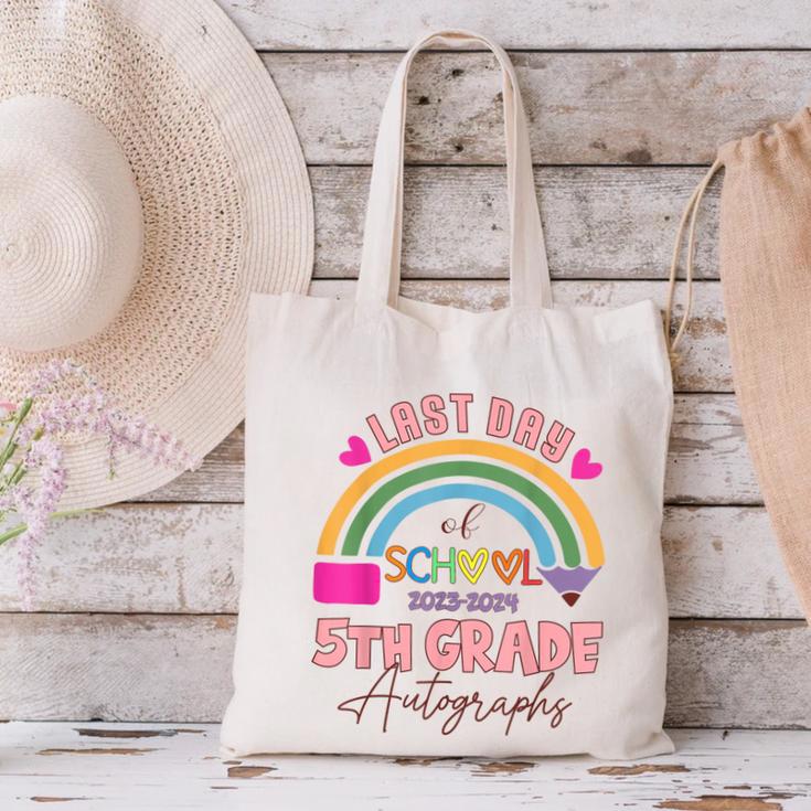 Last Day Of School Autograph 5th Grade Graduation Boys Girls Canvas Tote Bag