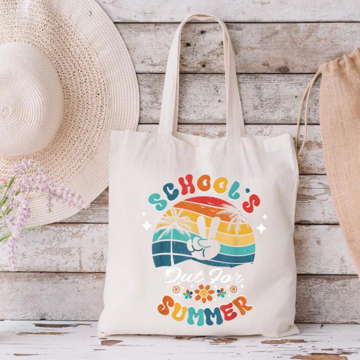 Last Day Of School Groovy Graduation School's Out For Summer Canvas Tote Bag