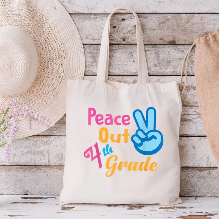 Last Day Of School Peace Out Grade 4 Graduation Kids Canvas Tote Bag