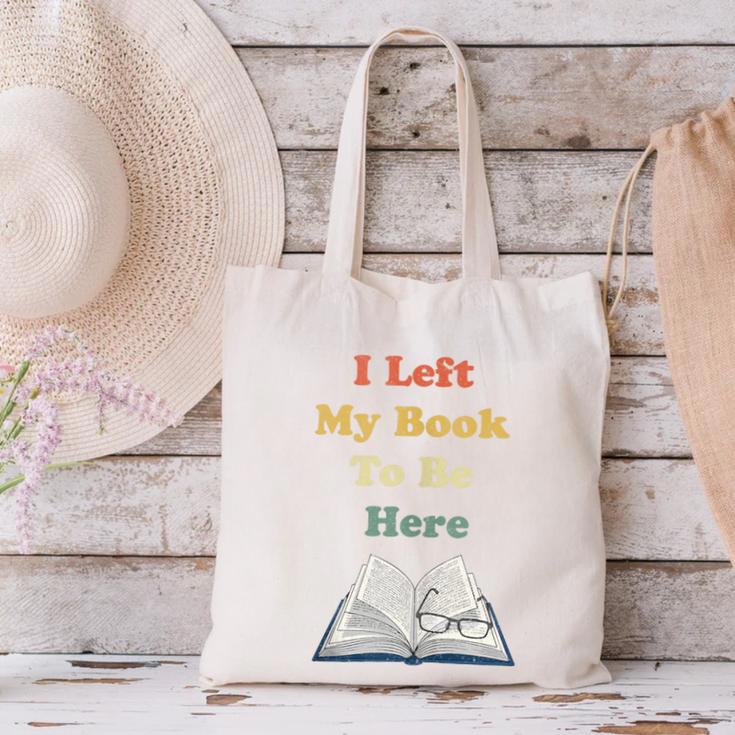 I Left My Book To Be Here Vintage Bookworm Canvas Tote Bag