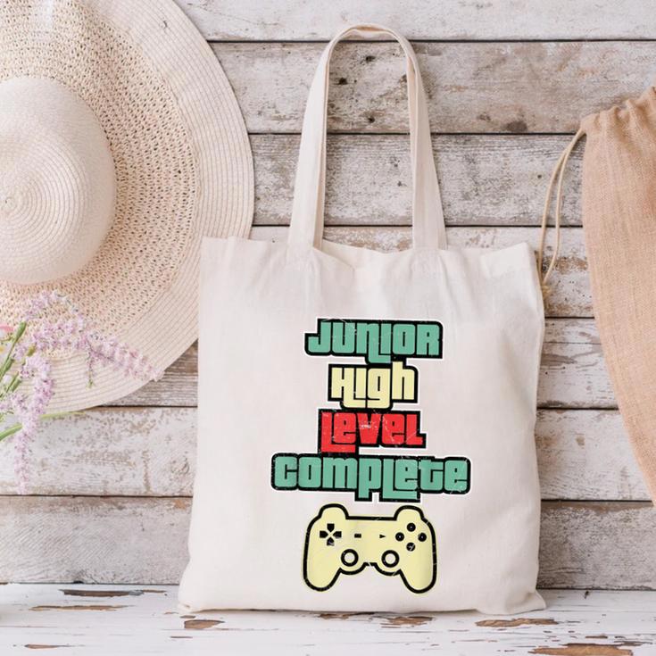 Level Complete Jr High School Graduation Grad SloganShirt Canvas Tote Bag