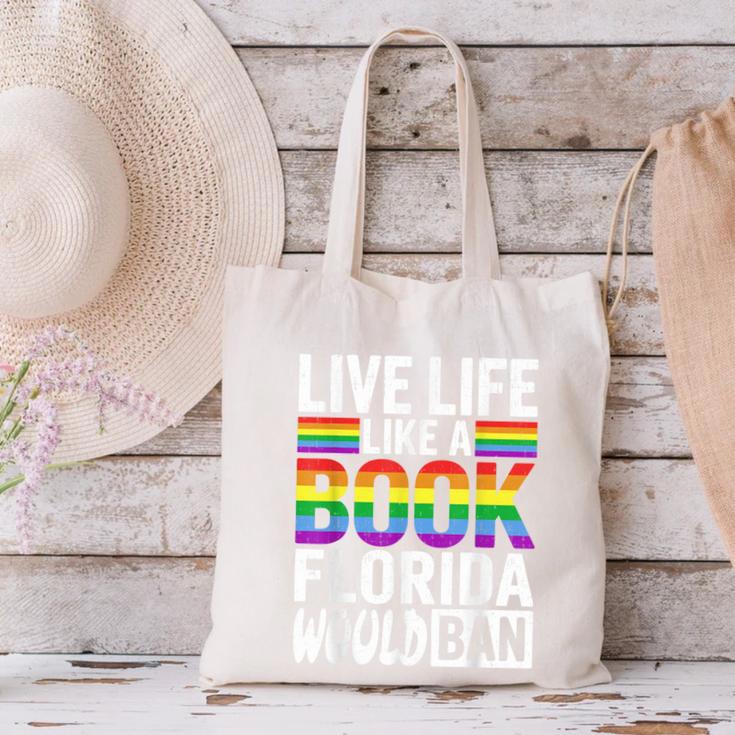 LGBTQ Quote Live Life Like A Banned Rainbow Book Canvas Tote Bag LGBTQ Quote Live Life Like A Banned Rainbow Book Canvas Tote Bag