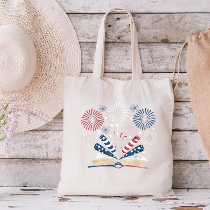 Librarian 4th July Book Lover Bookworm Patriotic Books Canvas Tote Bag