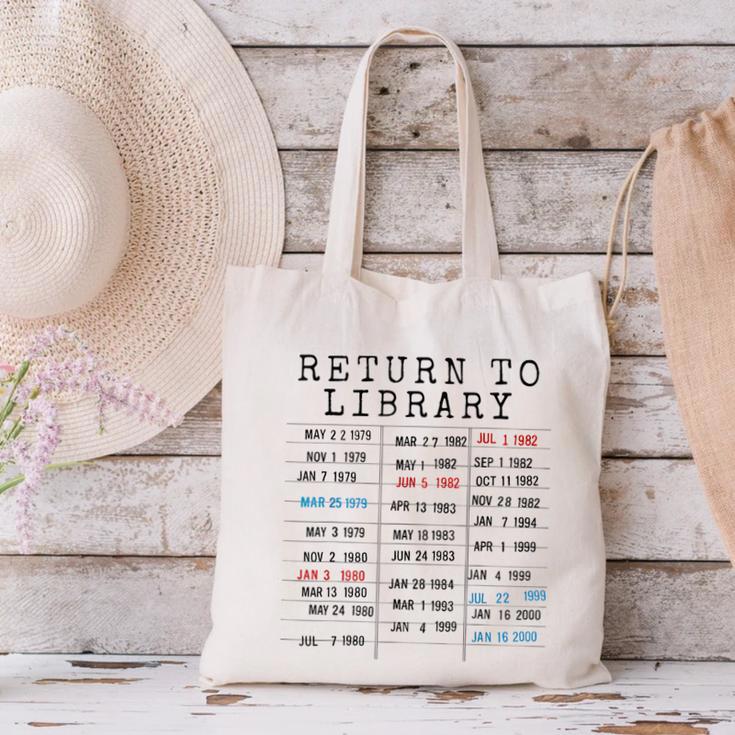 Library Card Due Date Stamp Book Lover Reading Vintage Read Canvas Tote Bag